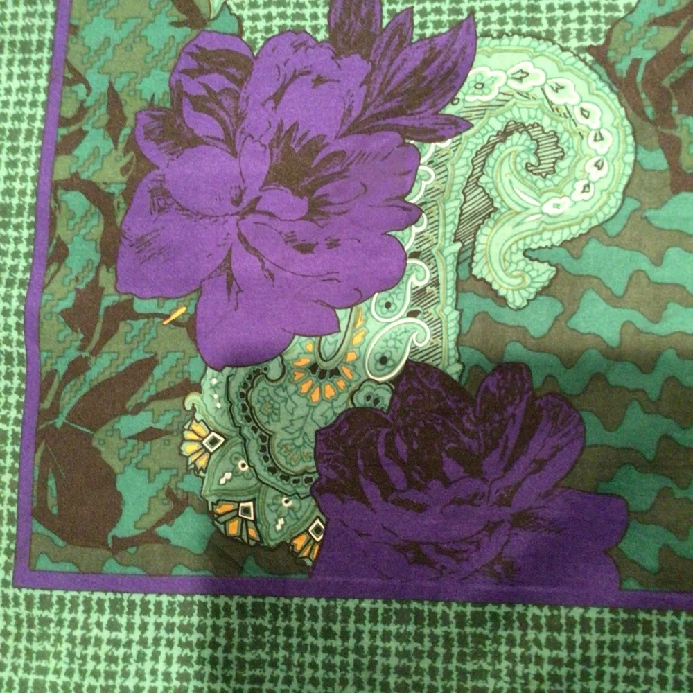 Vintage Christian Dior silk purple and green floral scarf